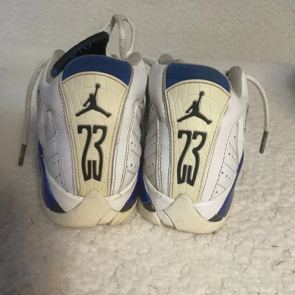 Jordan‎ 14 Retro Low Hyper Royal White Blue Sneakers 487524-104 4Y Womens 5.5